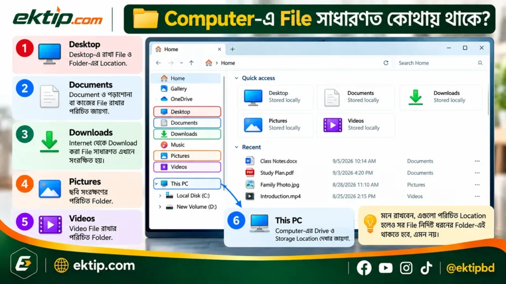 Computer-এ File সাধারণত কোথায় থাকে?