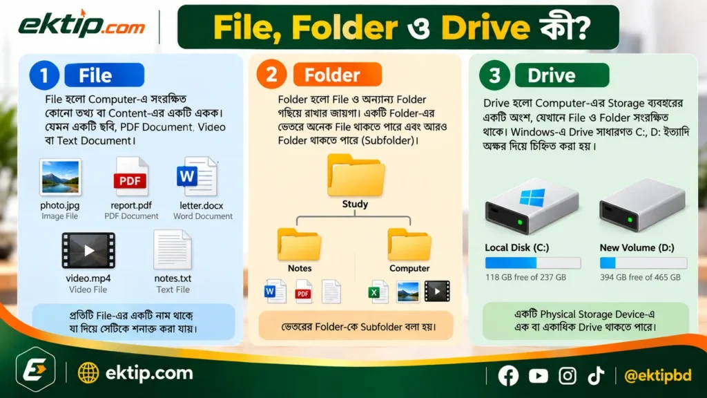 File, Folder ও Drive কী