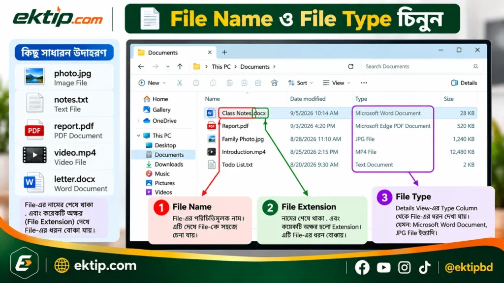 File Name ও File Type চিনুন