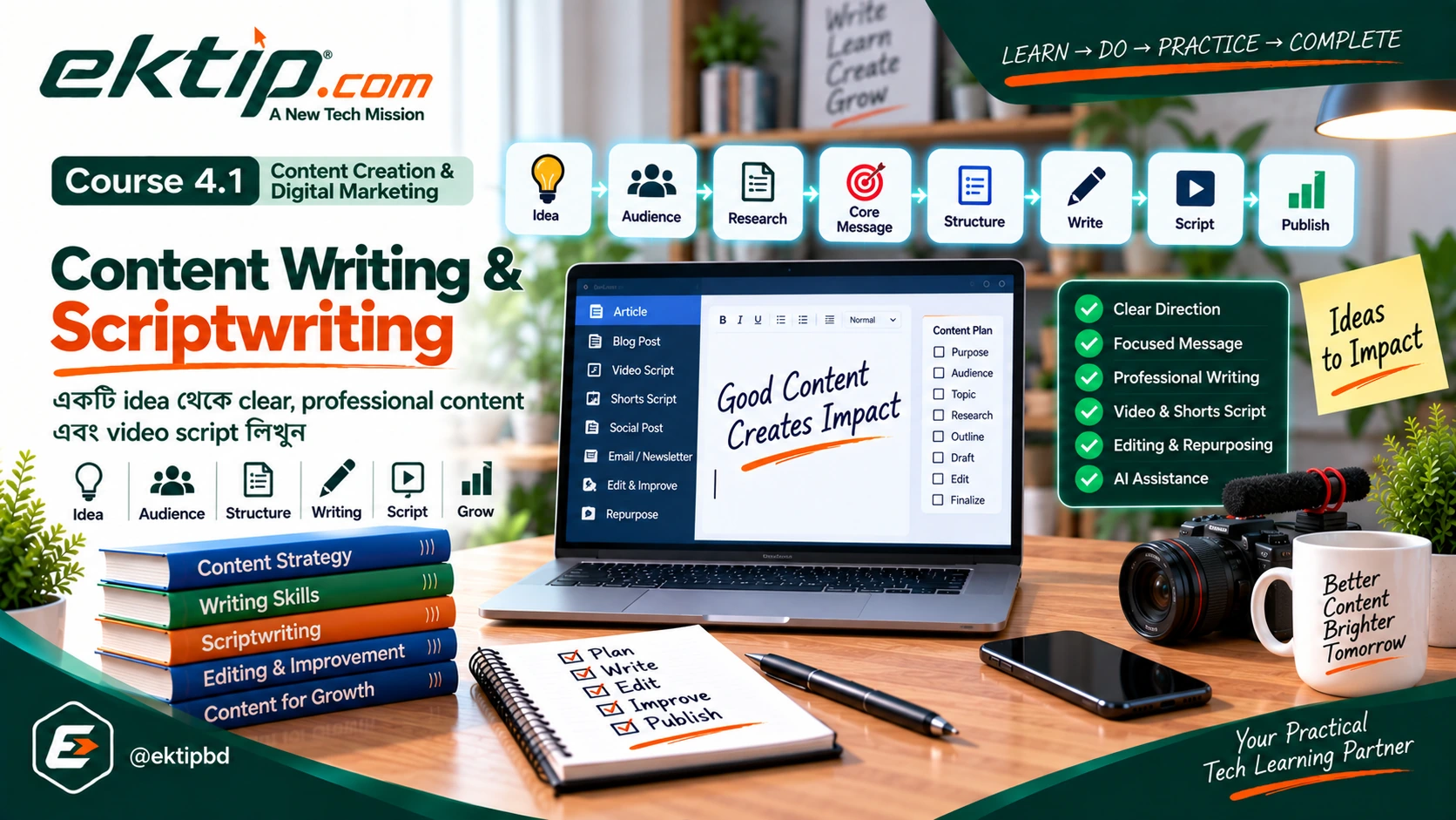 Content Writing and Scriptwriting course for professional content and video scripts
