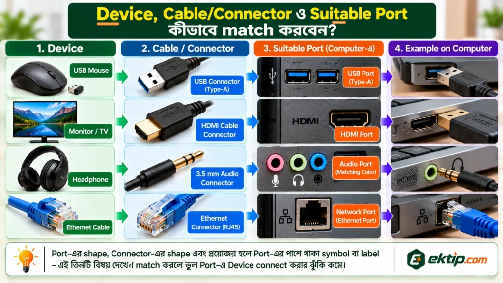 Device, Cable/Connector ও Suitable Port কীভাবে match করবেন?