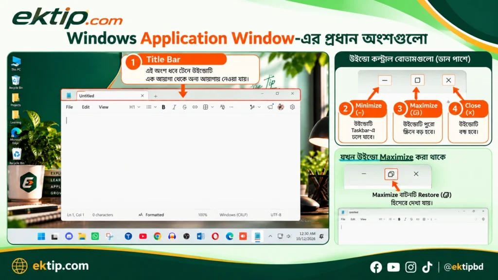 Application Window কী? এর অংশগুলো চিনুন
