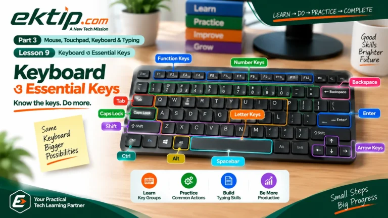 Keyboard ও Essential Keys-এর basic layout এবং important keys