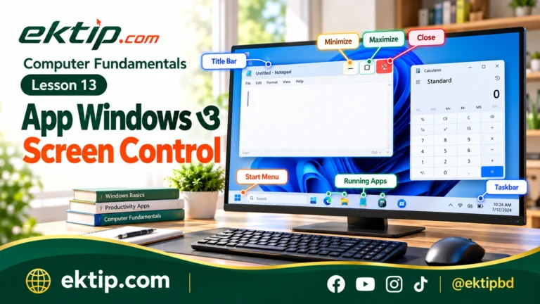 উইন্ডোজে অ্যাপ উইন্ডো পরিচালনার Minimize, Maximize, Restore ও Close বাটন এবং উইন্ডো ছোট-বড় করার নিয়ম