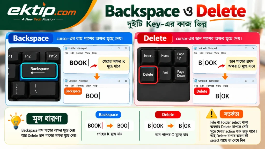 Backspace ও Delete
