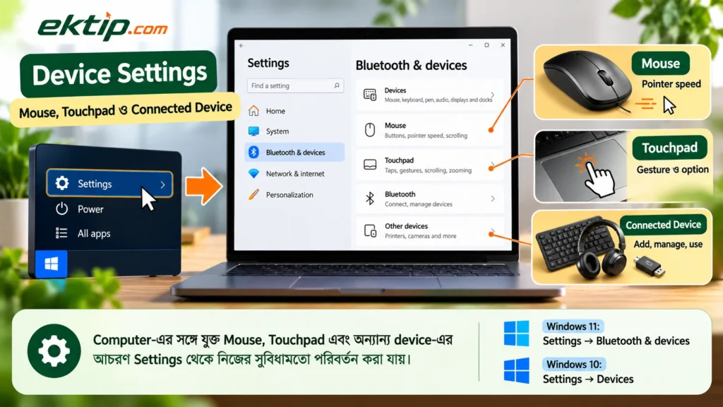 Device Settings — Mouse, Touchpad ও Connected Device