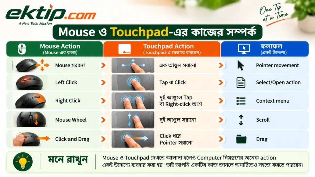 Mouse ও Touchpad-এর কাজের সম্পর্ক