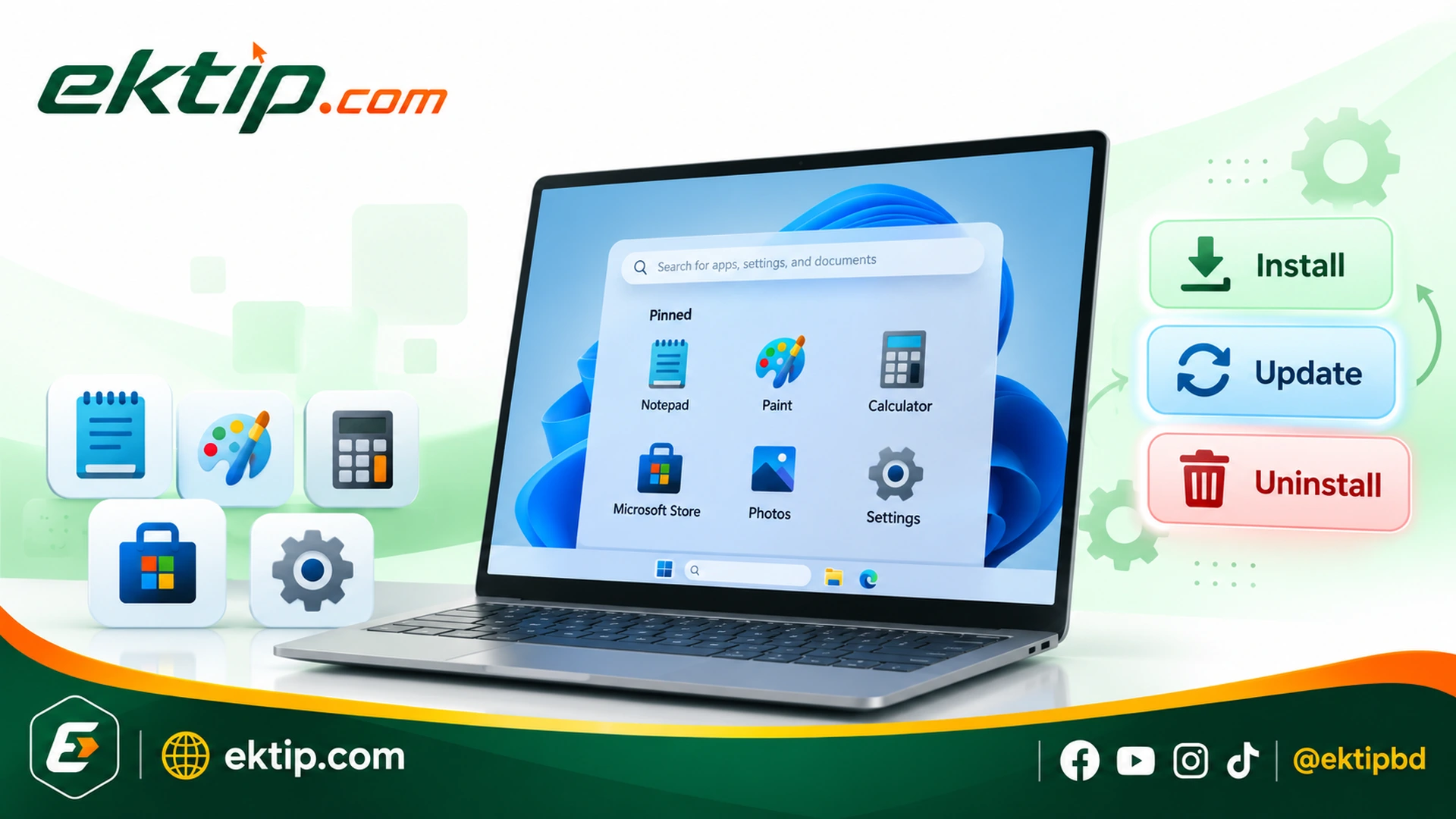 উইন্ডোজে সফটওয়্যার ও অ্যাপ খোঁজা, ব্যবহার, Install, Update ও Uninstall করার নিয়ম